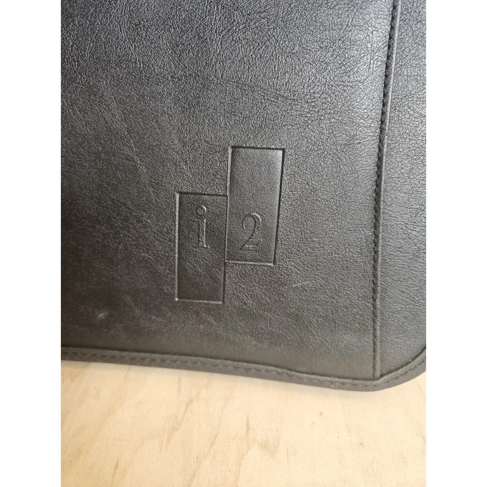 Leed's Black Zip Around Portfolio Padfolio Organizer Binder i2 Logo Business